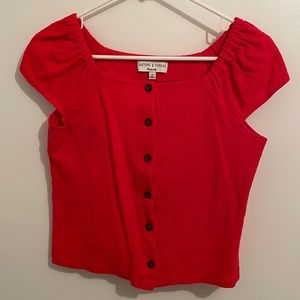 Red Madewell Texture & Thread textured button-up tee